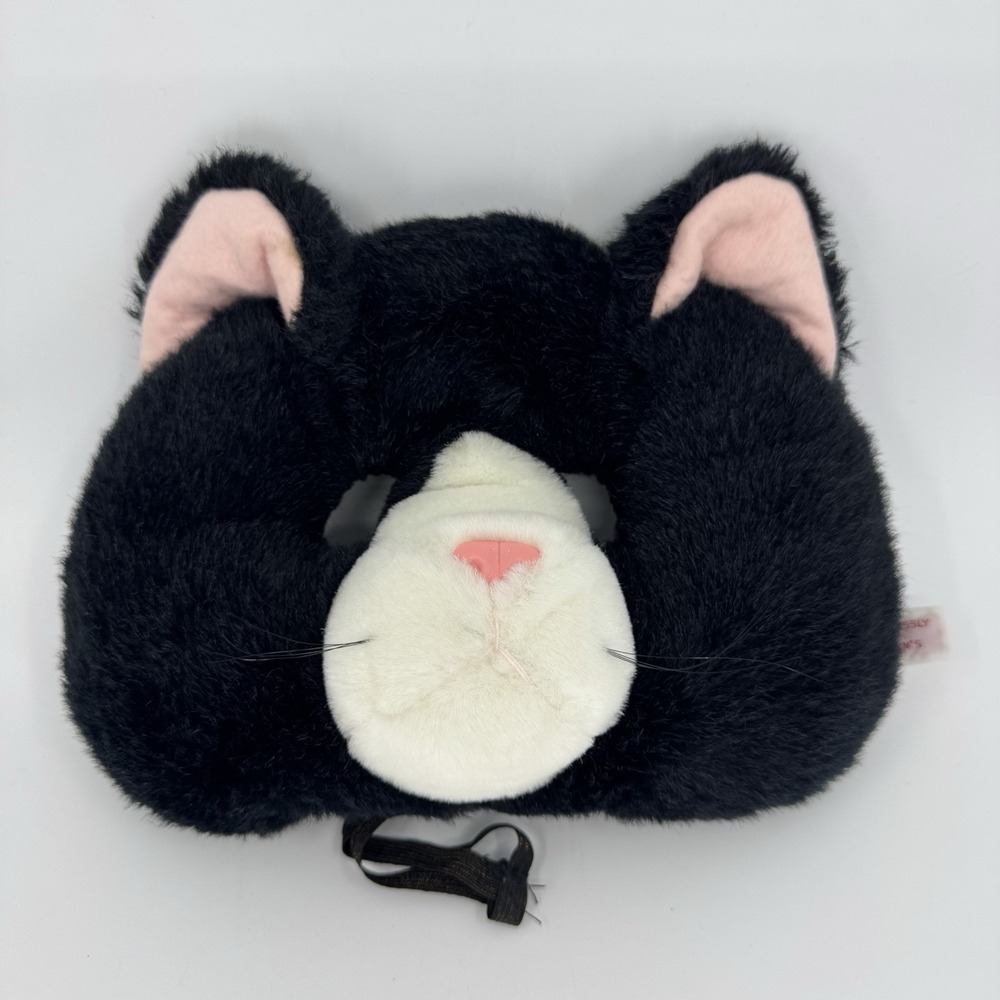 Vintage 80s Plush Cat Mask Tuxedo Costume Made in Korea Mervyn's Exclusive RARE